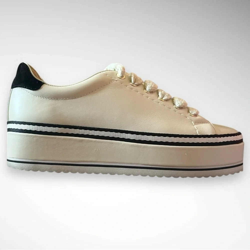 JOIE Women's Dabnis White Stripe Platform Sneakers‎ Size 37 | EUC